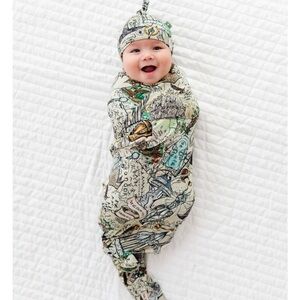 Wild Woven Map of Middle Earth Swaddle and Hat Set NWT